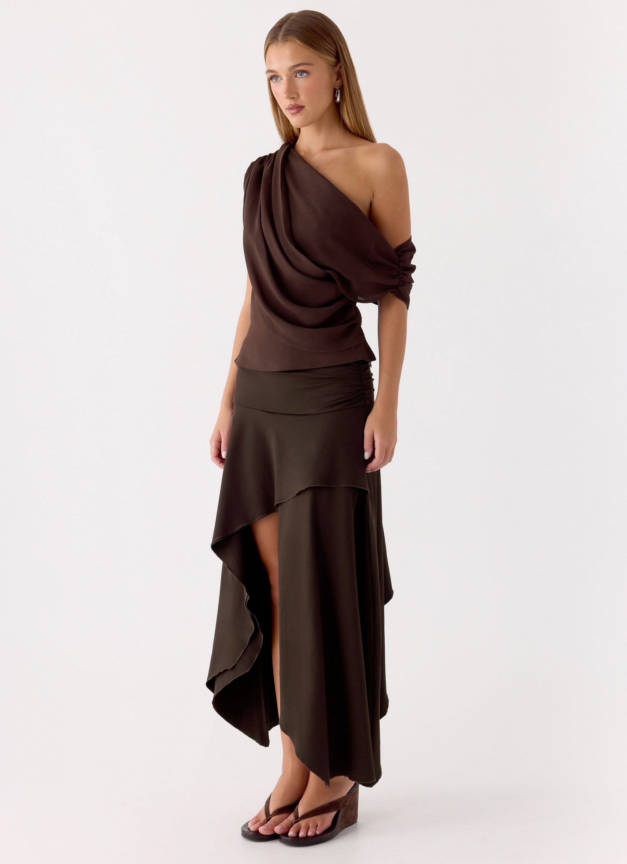 Lycia Midi Skirt - Chocolate