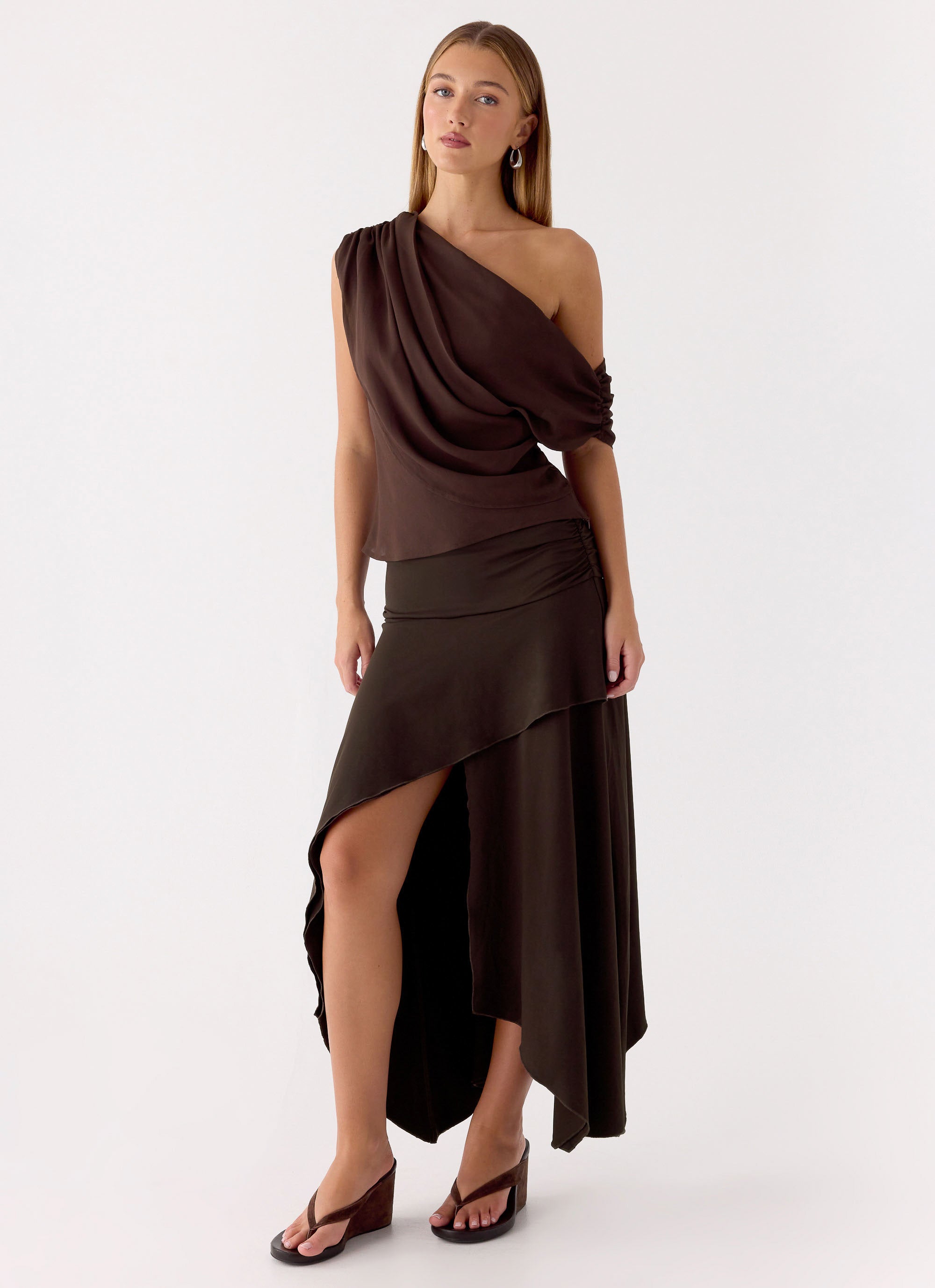 Lycia Midi Skirt - Chocolate
