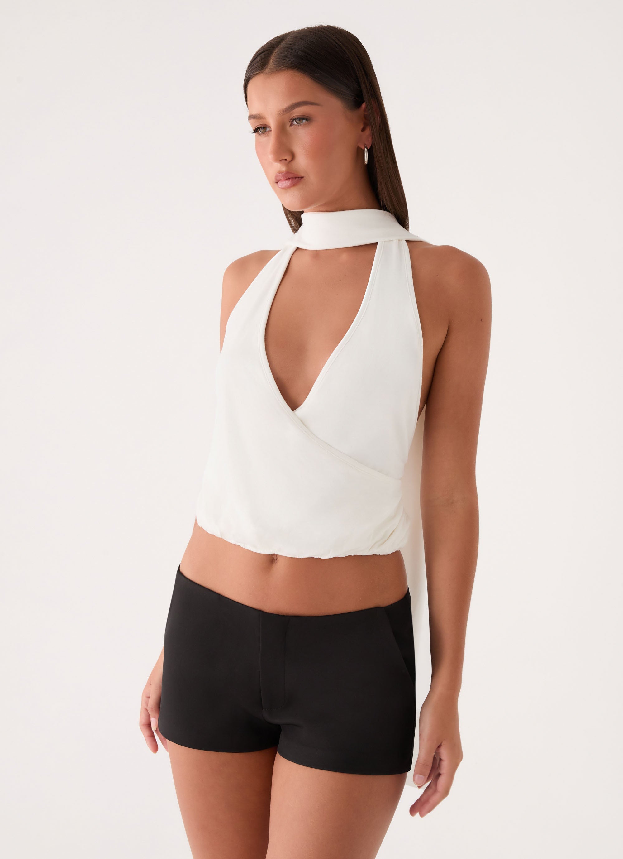 Lynna Scarf Top - White