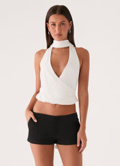 Lynna Scarf Top - White