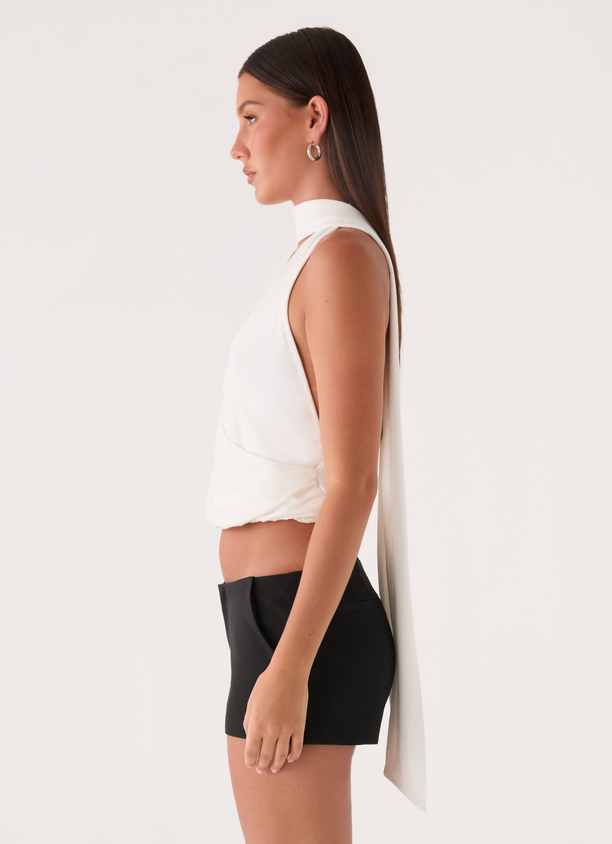 Lynna Scarf Top - White