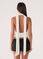 Lynna Scarf Top - White