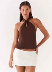 Maddox Scarf Top - Chocolate