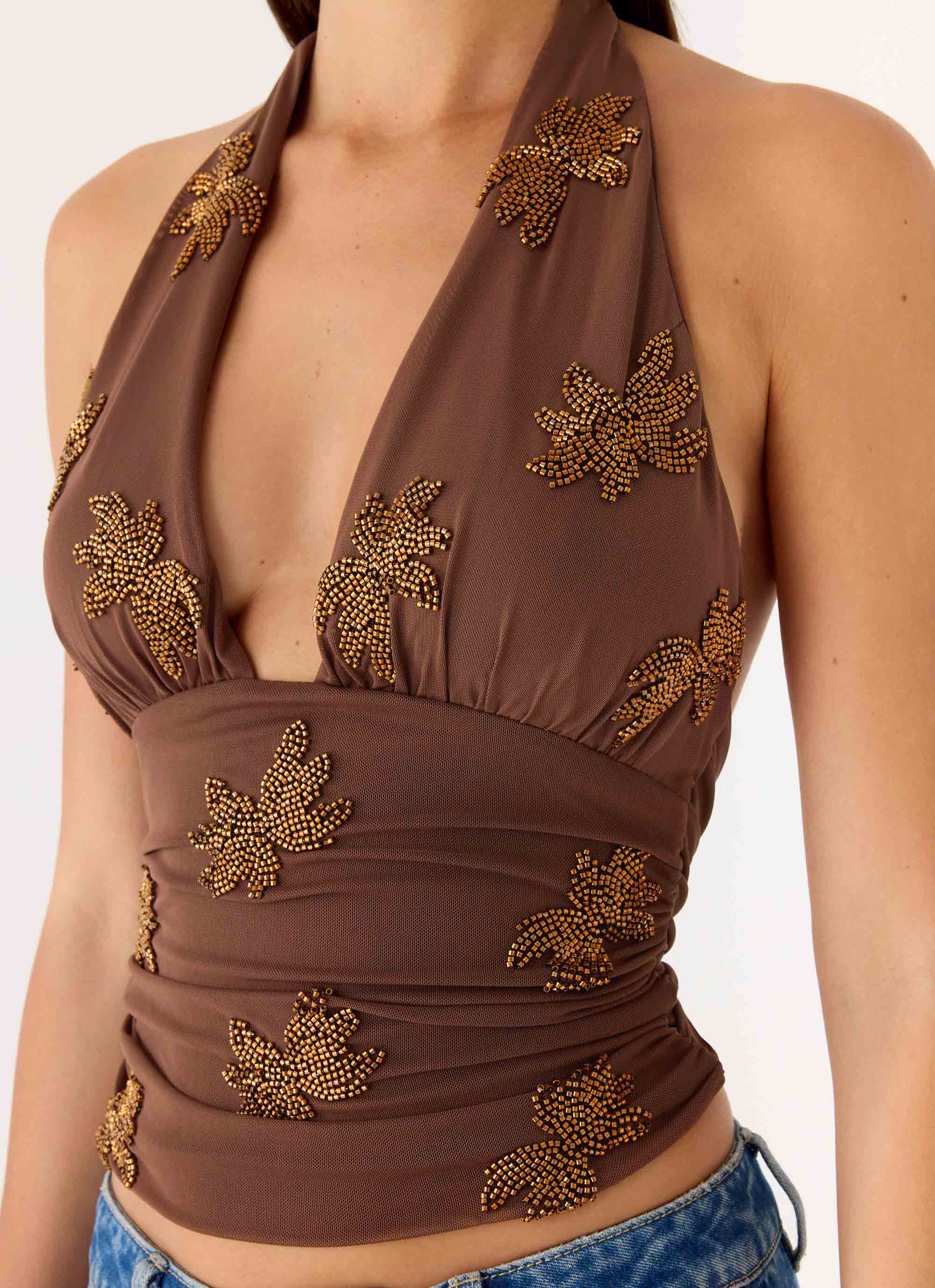 Malachi Beaded Top - Chocolate