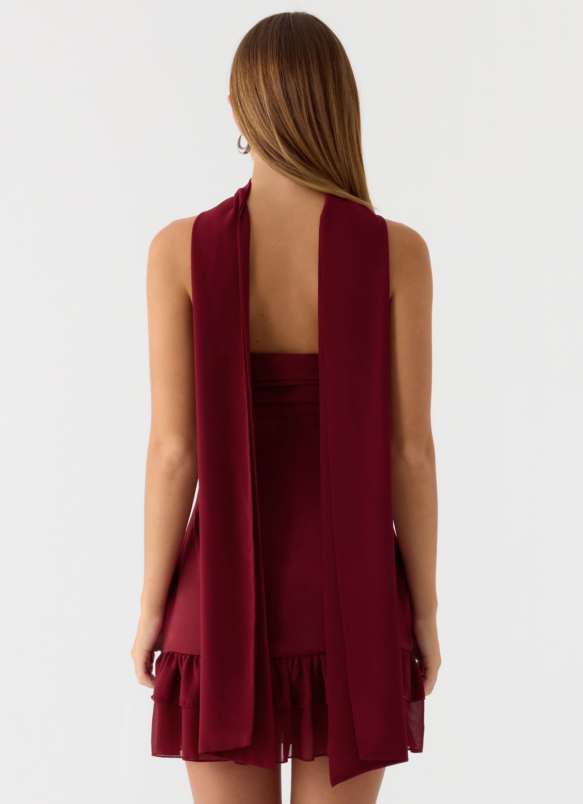 Manon Scarf Mini Dress - Deep Red