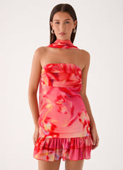Manon Scarf Mini Dress - Sun Blushed Bloom