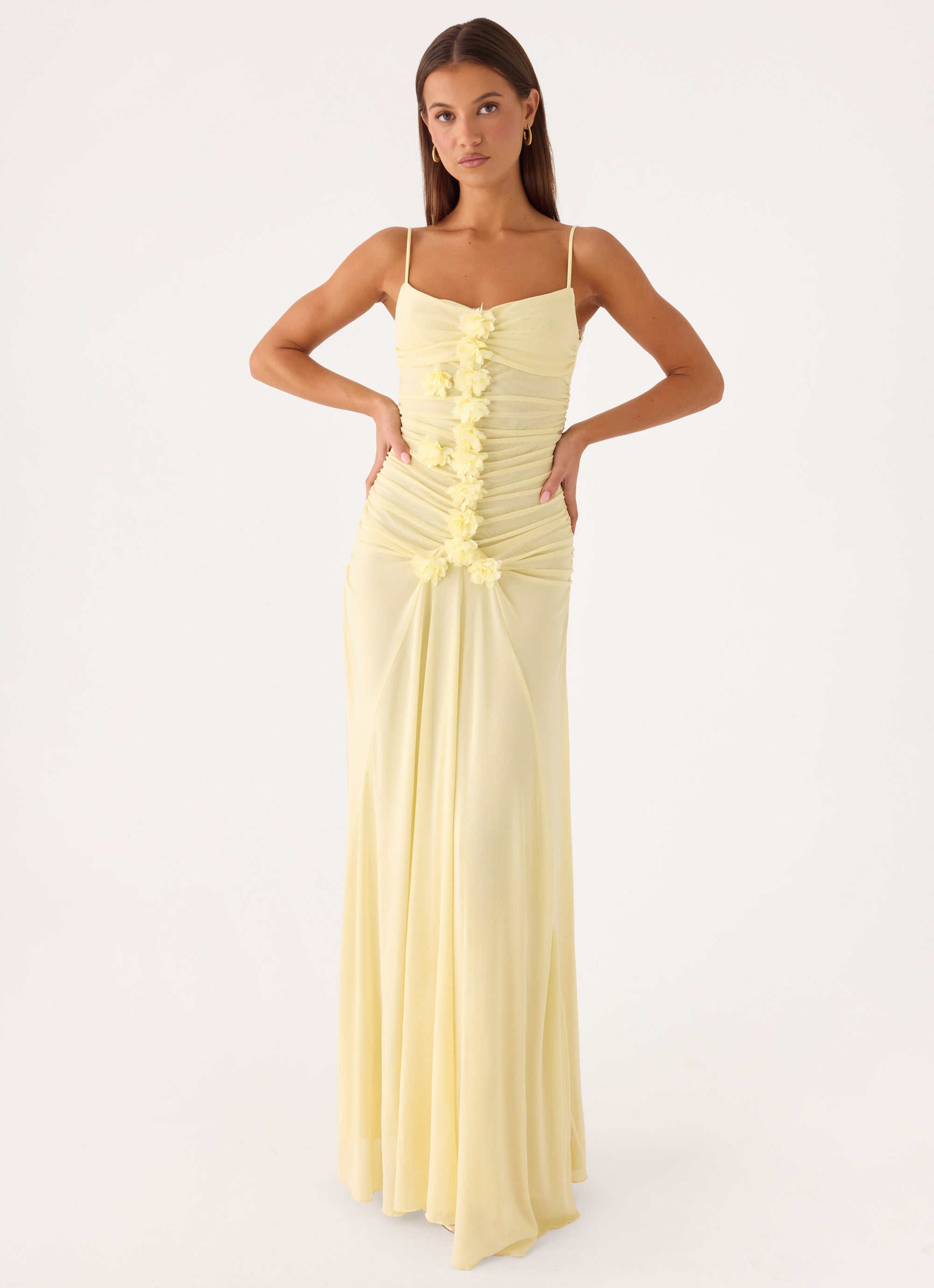 Marcia Flower Maxi Dress - Yellow