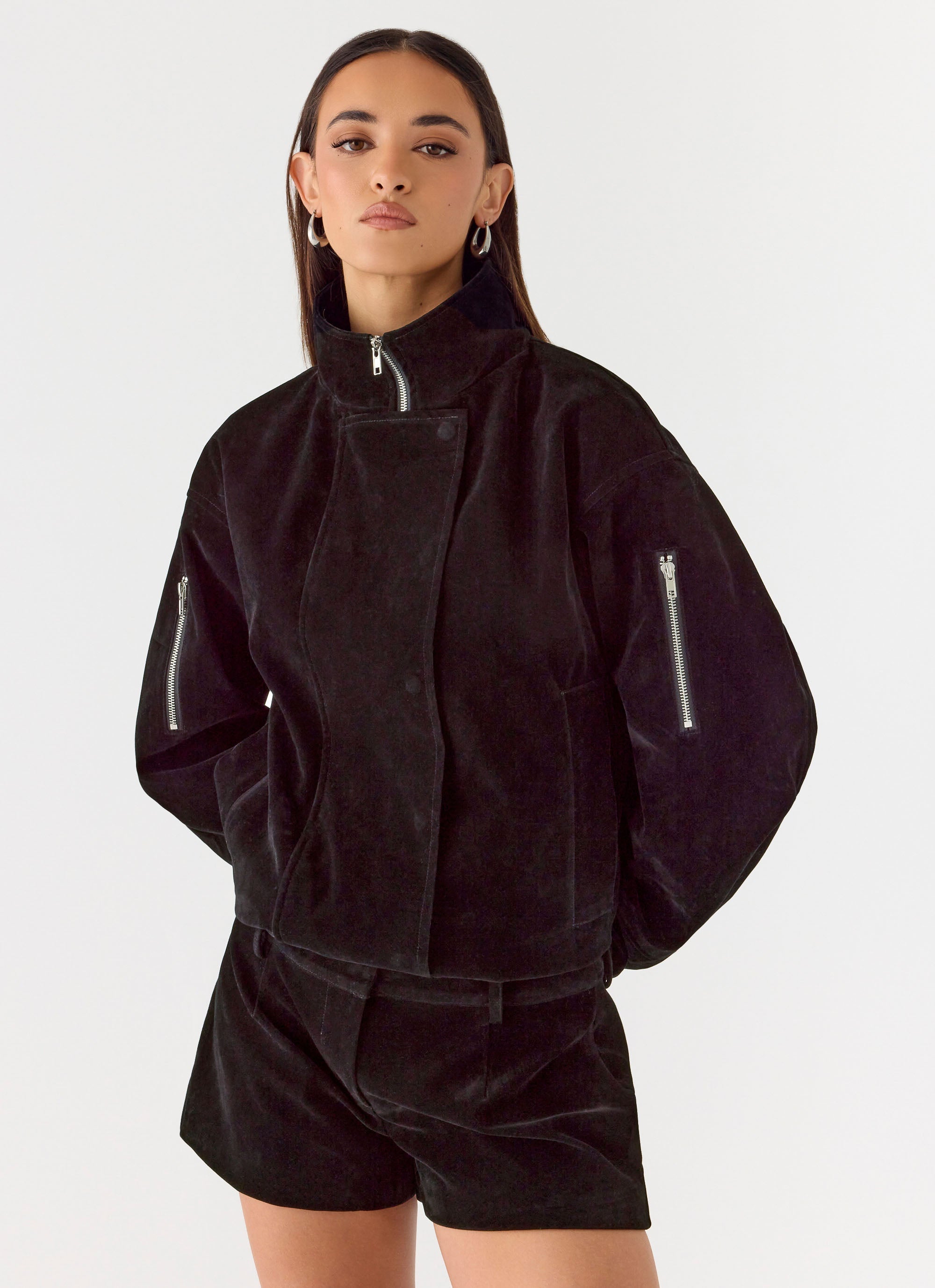 Marlow Faux Suede Jacket - Black
