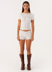 Mateo Ruched Top - White