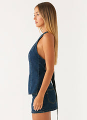 Maysa Denim Top - Washed Denim
