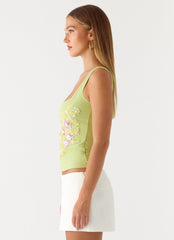 Michele Floral Top - Lime