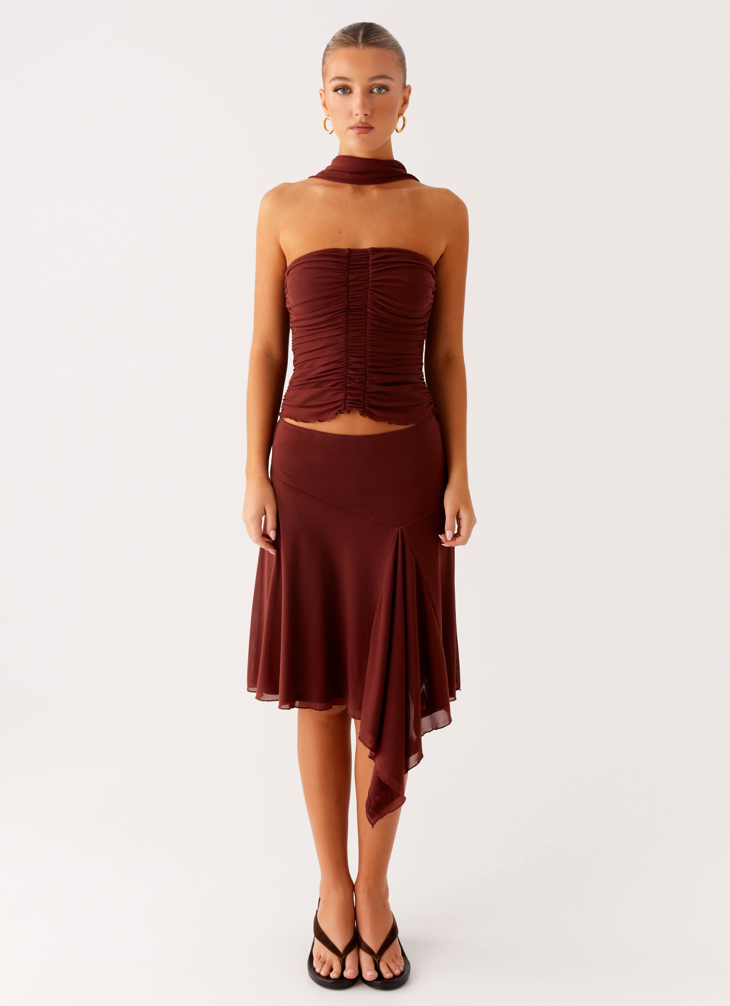 Mirage Scarf Top - Chocolate
