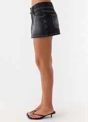 Nathan Super Low Rise Denim Mini Skirt - Washed Black