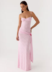 Natty Lace Mesh Maxi Dress - Petal Pink