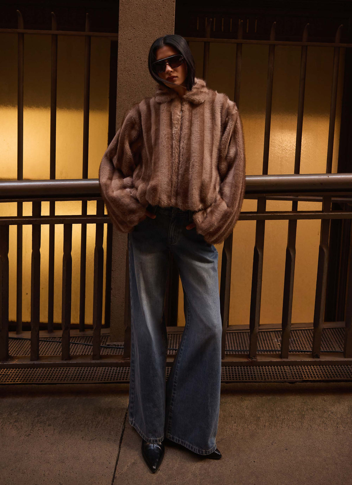 Naylor Faux Fur Jacket - Brown