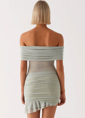 Nelly Off Shoulder Mini Dress - Pistachio