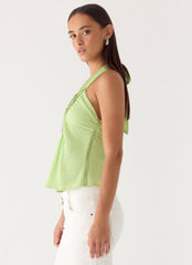 Never Stop Me Embellished Top - Lime