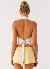 New Yorker Denim Mini Shorts - Yellow