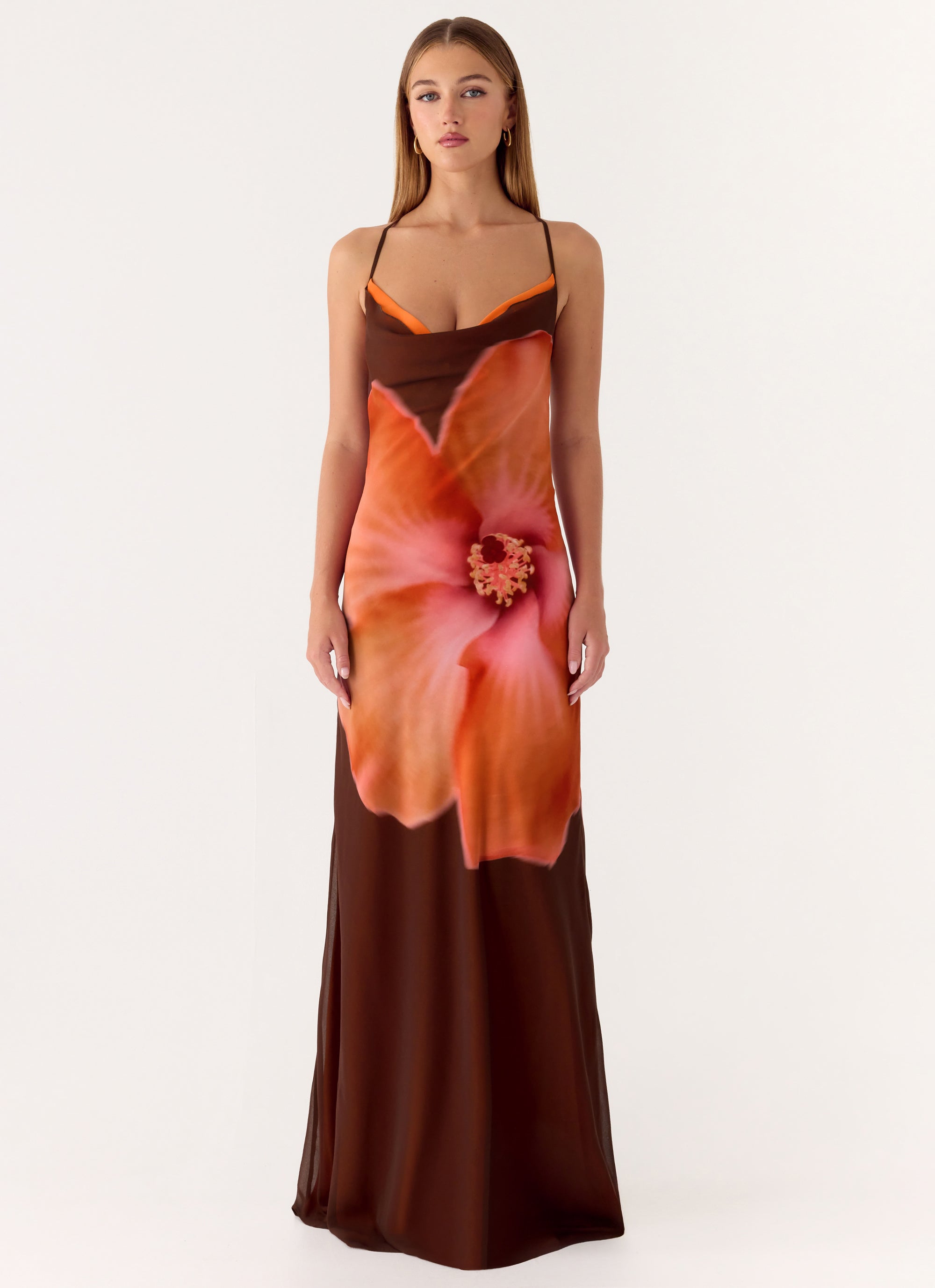 Night Drive Maxi Dress - Chocolate Blossom