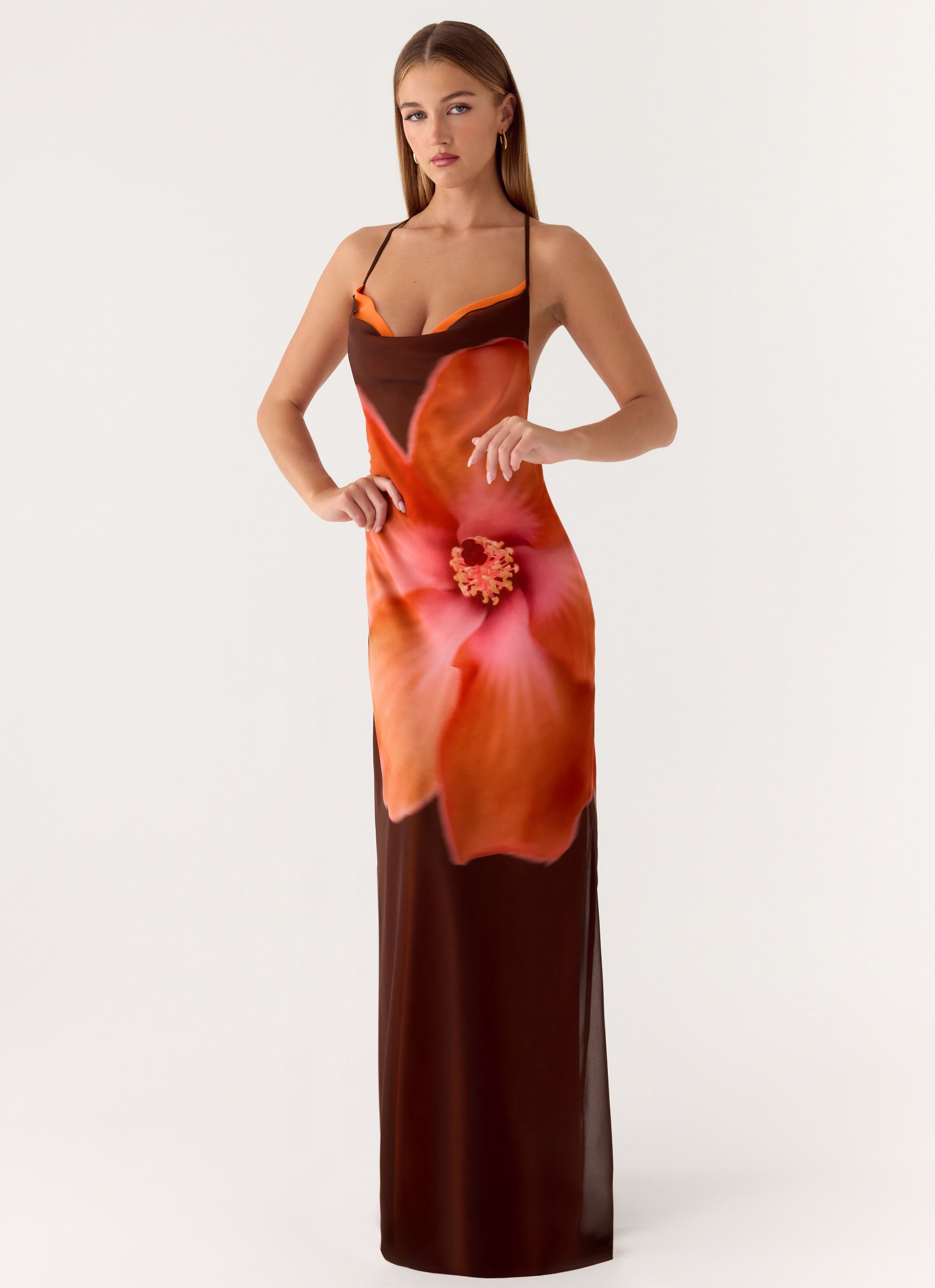 Night Drive Maxi Dress - Chocolate Blossom