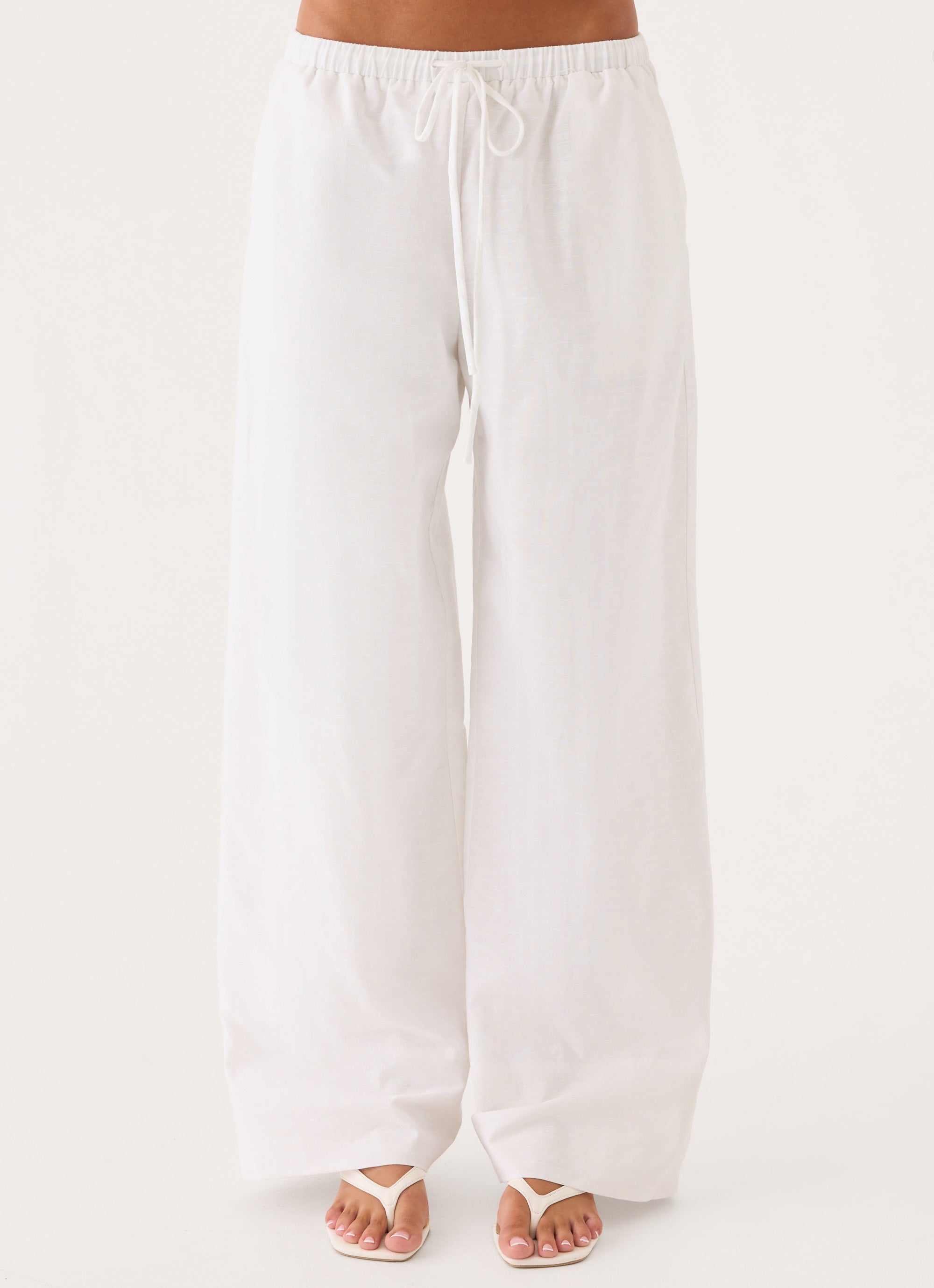 Norene Linen Wide Leg Pant - White