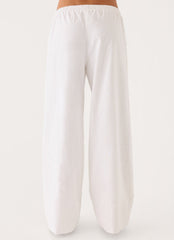 Norene Linen Wide Leg Pant - White