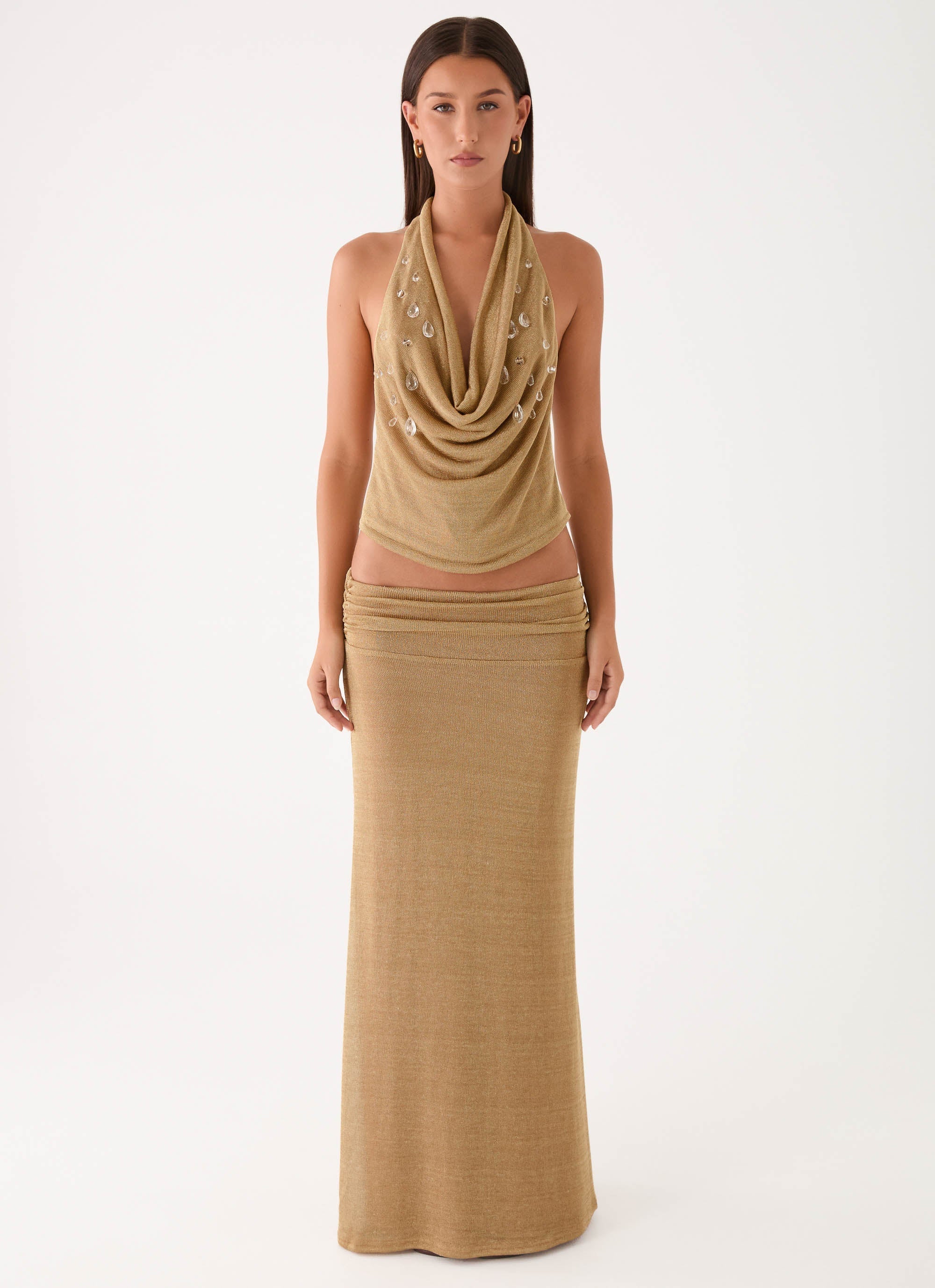Olyssia Shimmer Embellished Top - Shimmer Gold