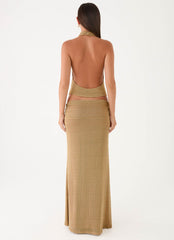 Olyssia Shimmer Maxi Skirt - Shimmer Gold