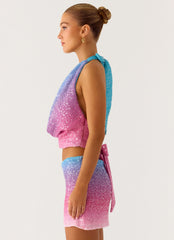 One More Time Sequin Knit Top - Disco Ombre