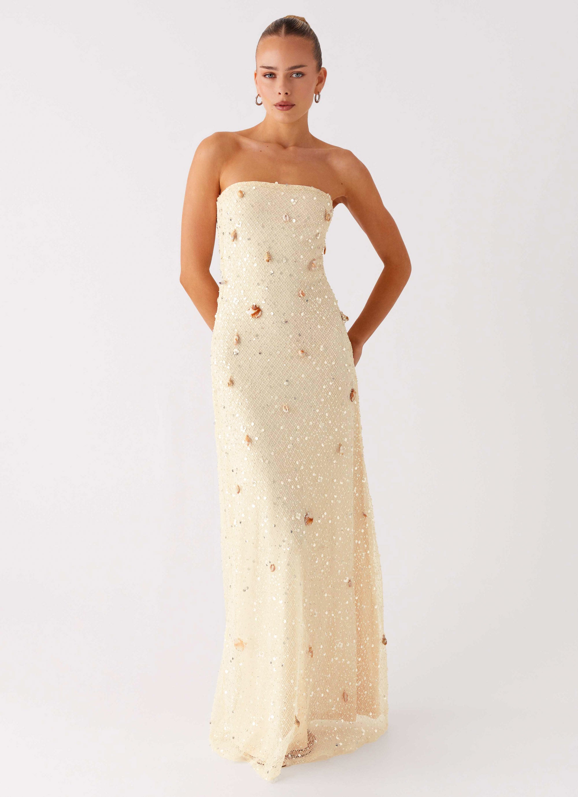Orelli Shell Sequin Knit Maxi Dress - Ivory