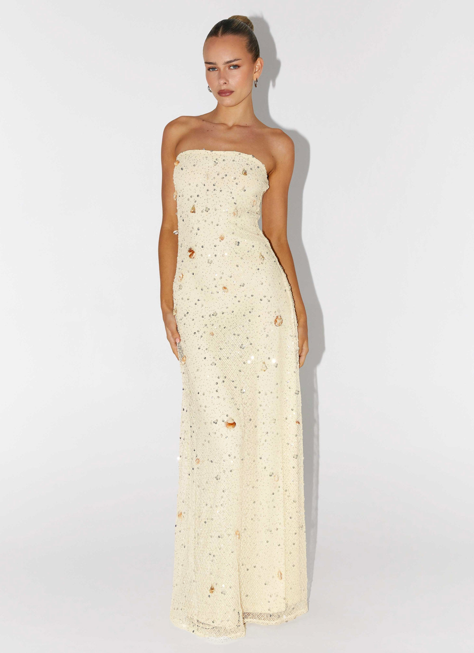 Orelli Shell Sequin Knit Maxi Dress - Ivory