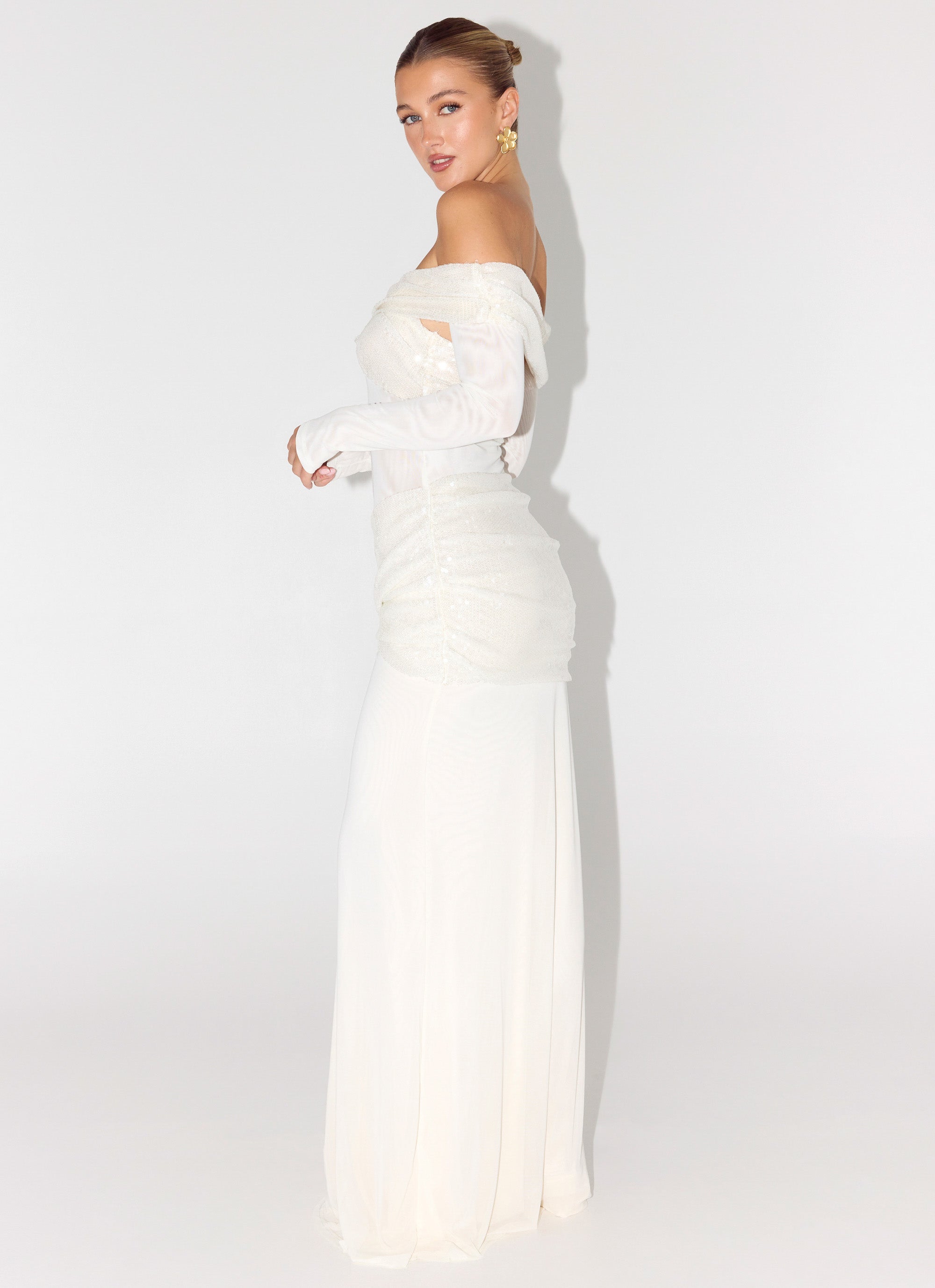 Over To You Sequin Maxi Dress - White