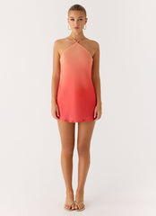 Palm Sugar Beaded Mini Dress - Sunset Ombre