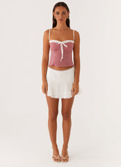 Palmer Ruffle Bustier Top - Red Gingham