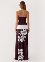 Palomar Strapless Maxi Dress - Chocolate Tropic Floral