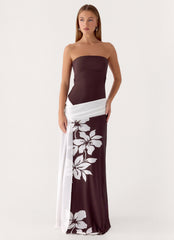 Palomar Strapless Maxi Dress - Chocolate Tropic Floral