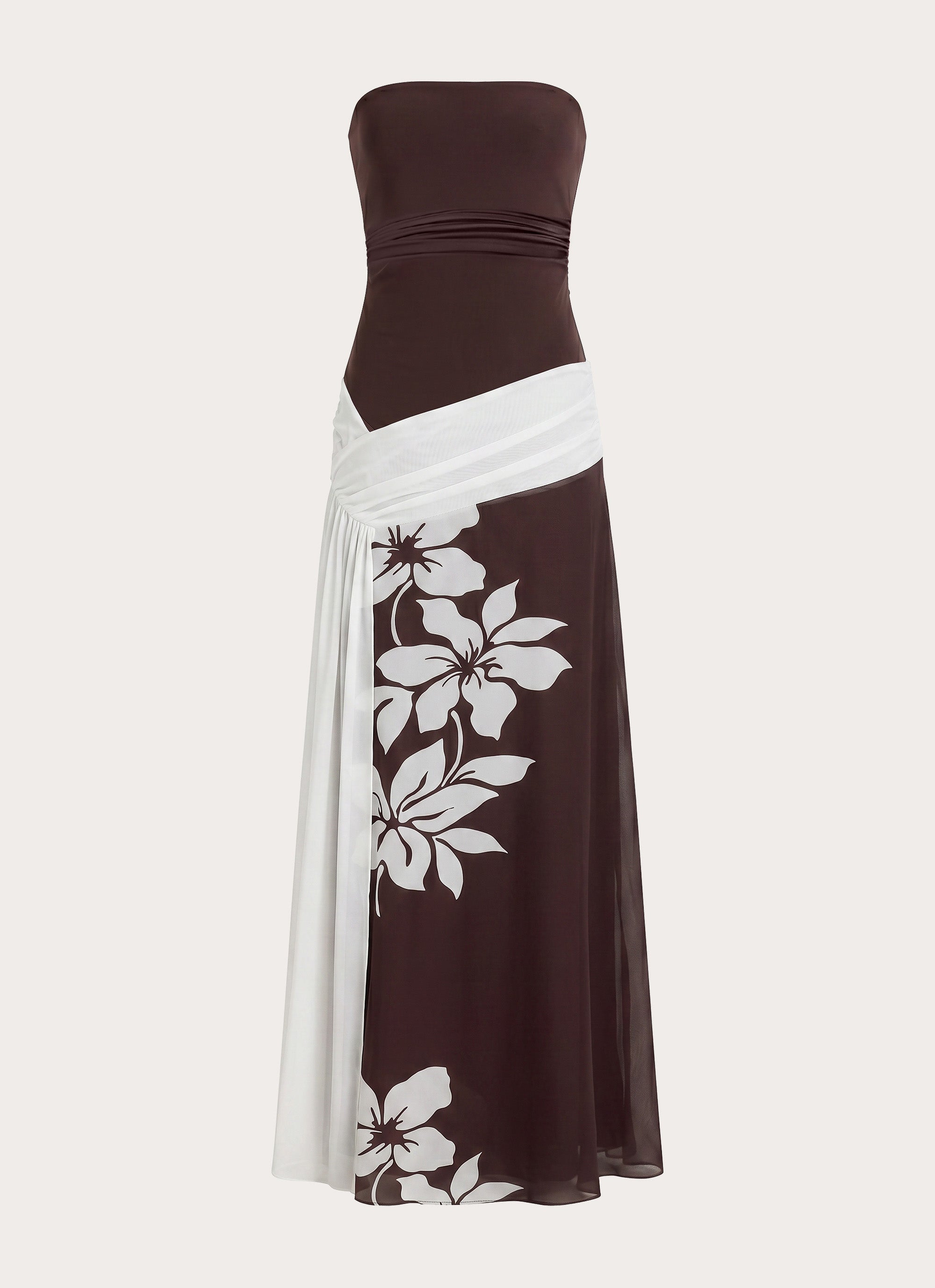 Palomar Strapless Maxi Dress - Chocolate Tropic Floral