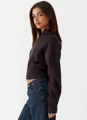 Episode High Neck Cardigan - Charcoal