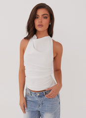 Cloud Whisper Linen Top - White