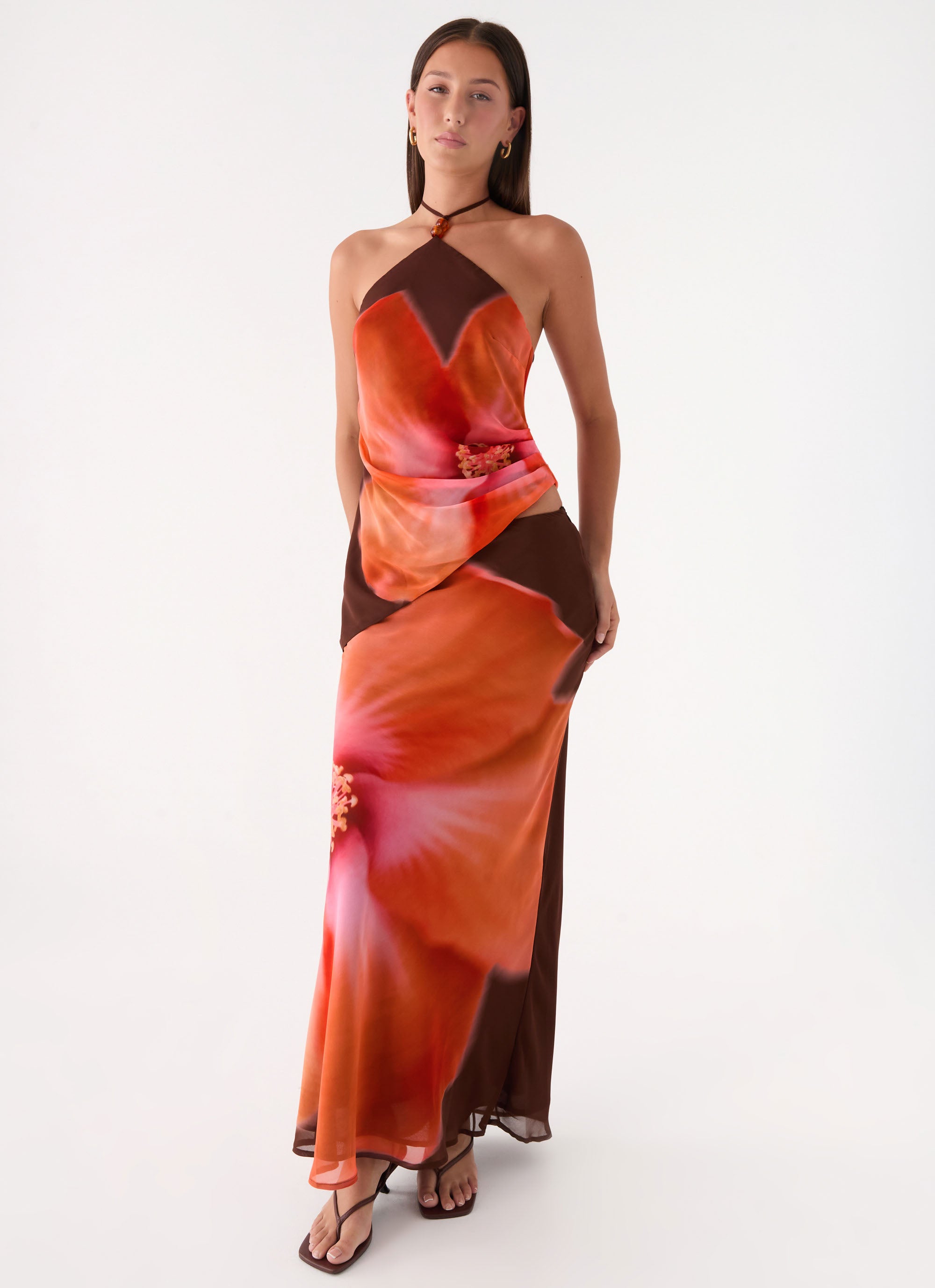 Plot Twist Maxi Skirt - Chocolate Blossom
