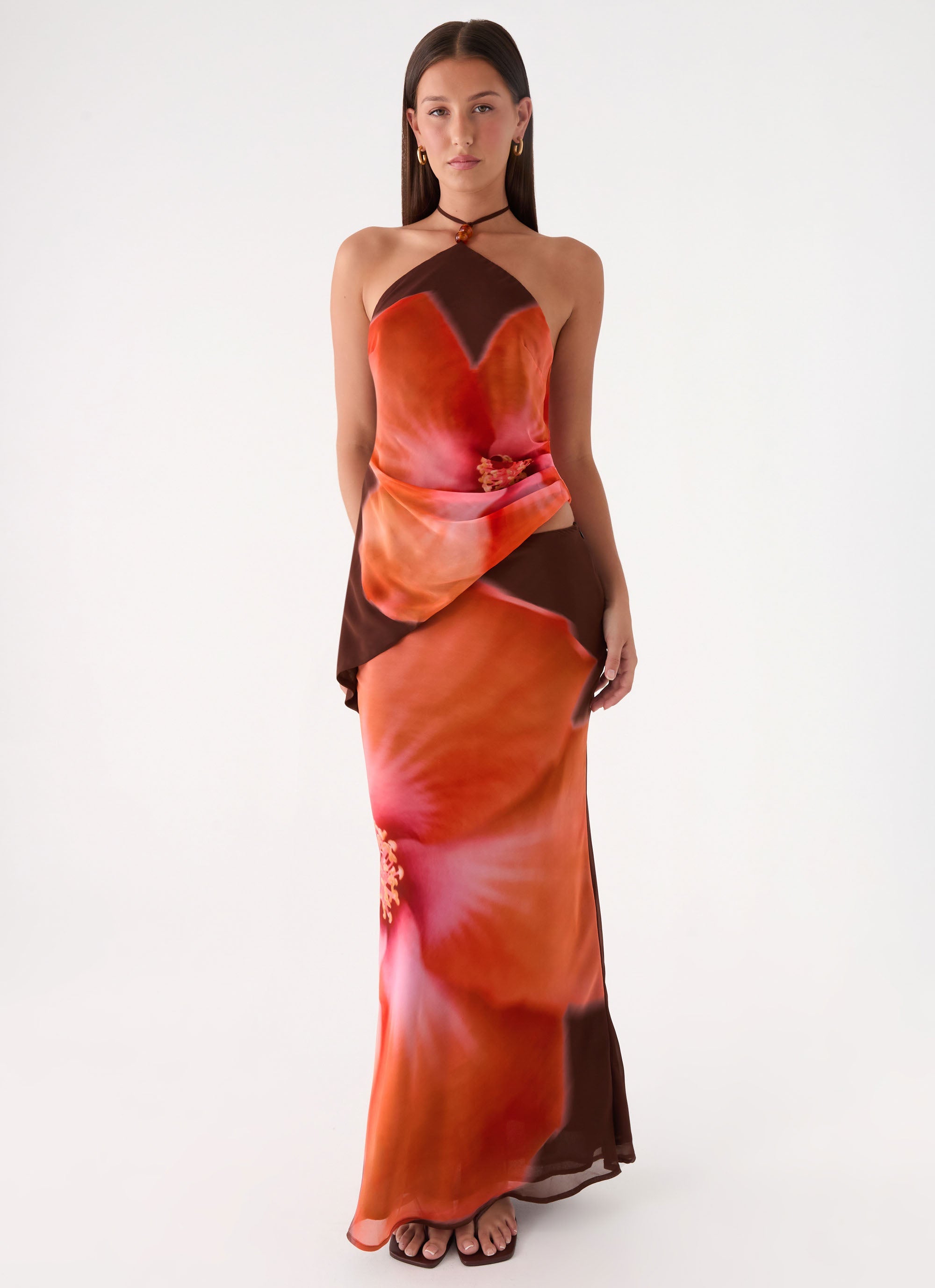 Plot Twist Maxi Skirt - Chocolate Blossom