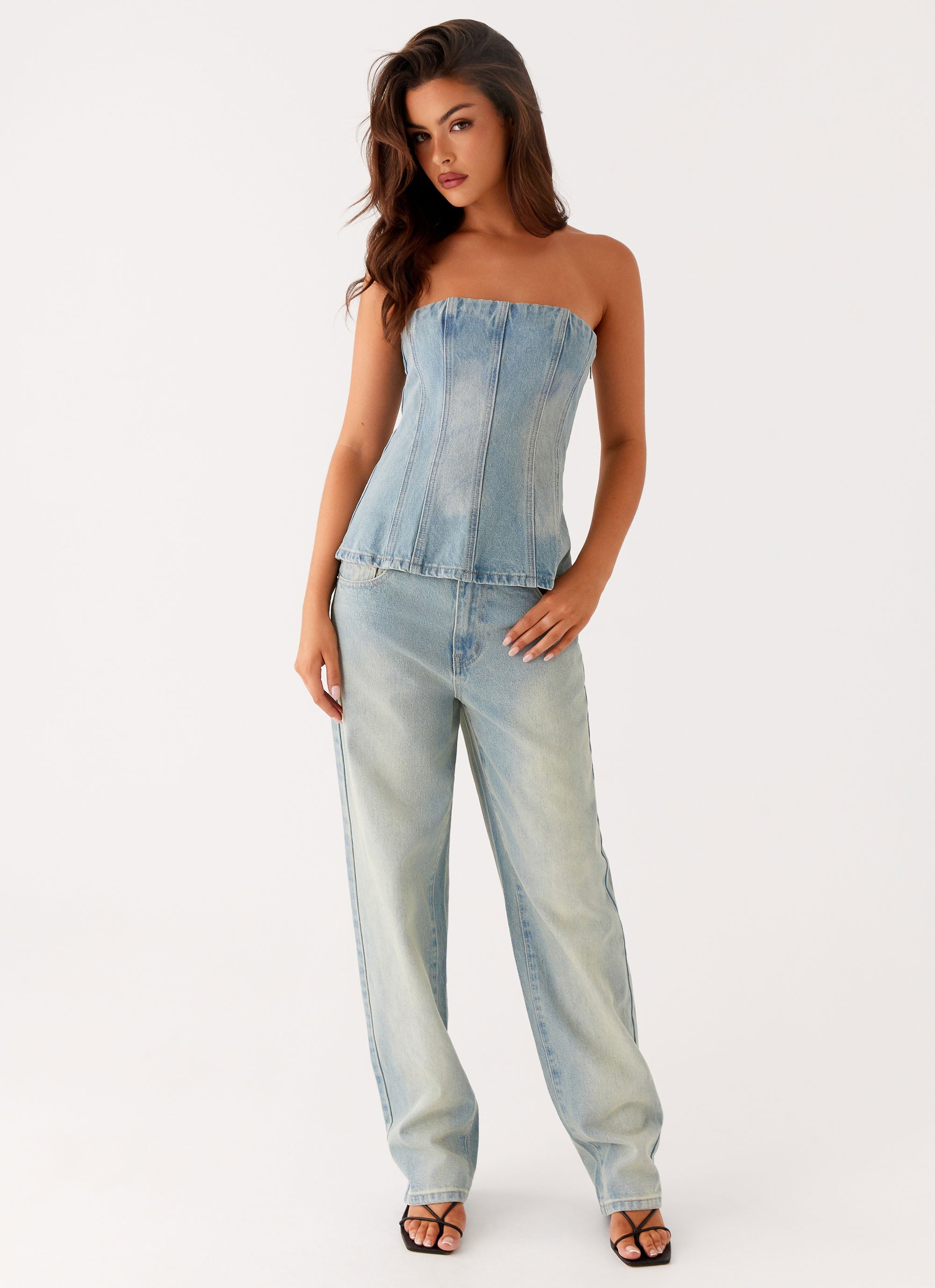 Poppy Low Rise Denim Jeans - Vintage Denim
