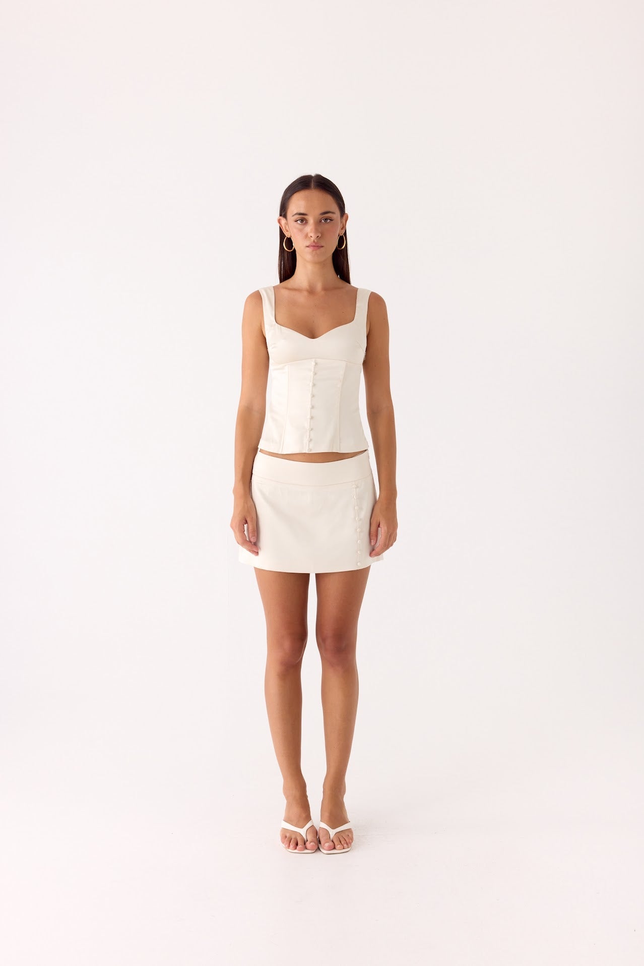 Posy Satin Top - Ivory