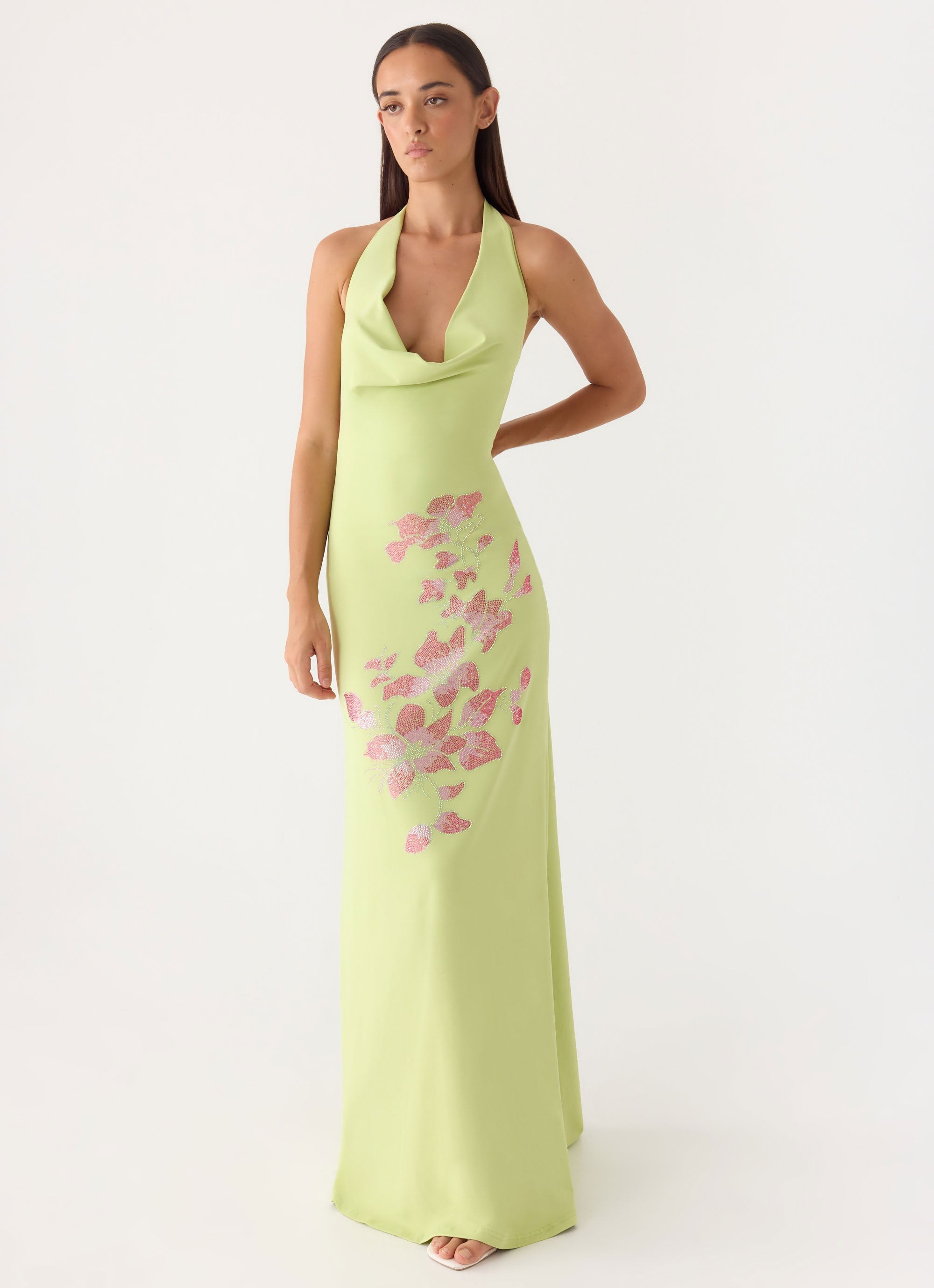 Quaresma Embellished Maxi Dress - Lime