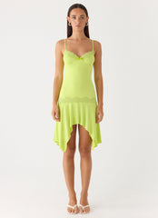 Queen Card Mini Dress - Lime