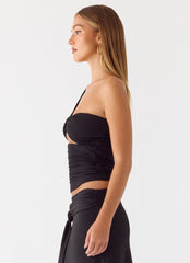 Ravi One Shoulder Top - Black
