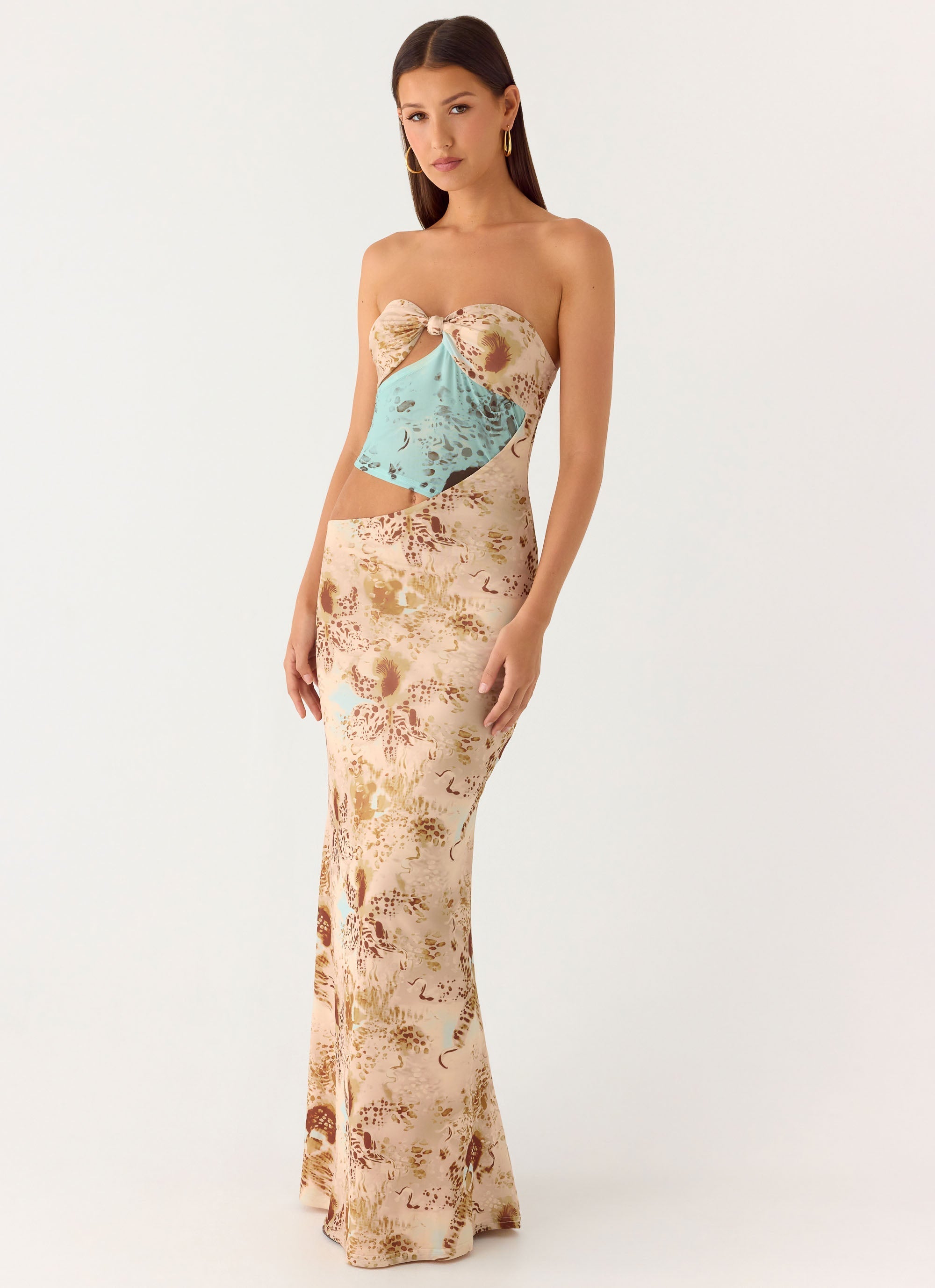 React Strapless Maxi Dress - Desert Blur