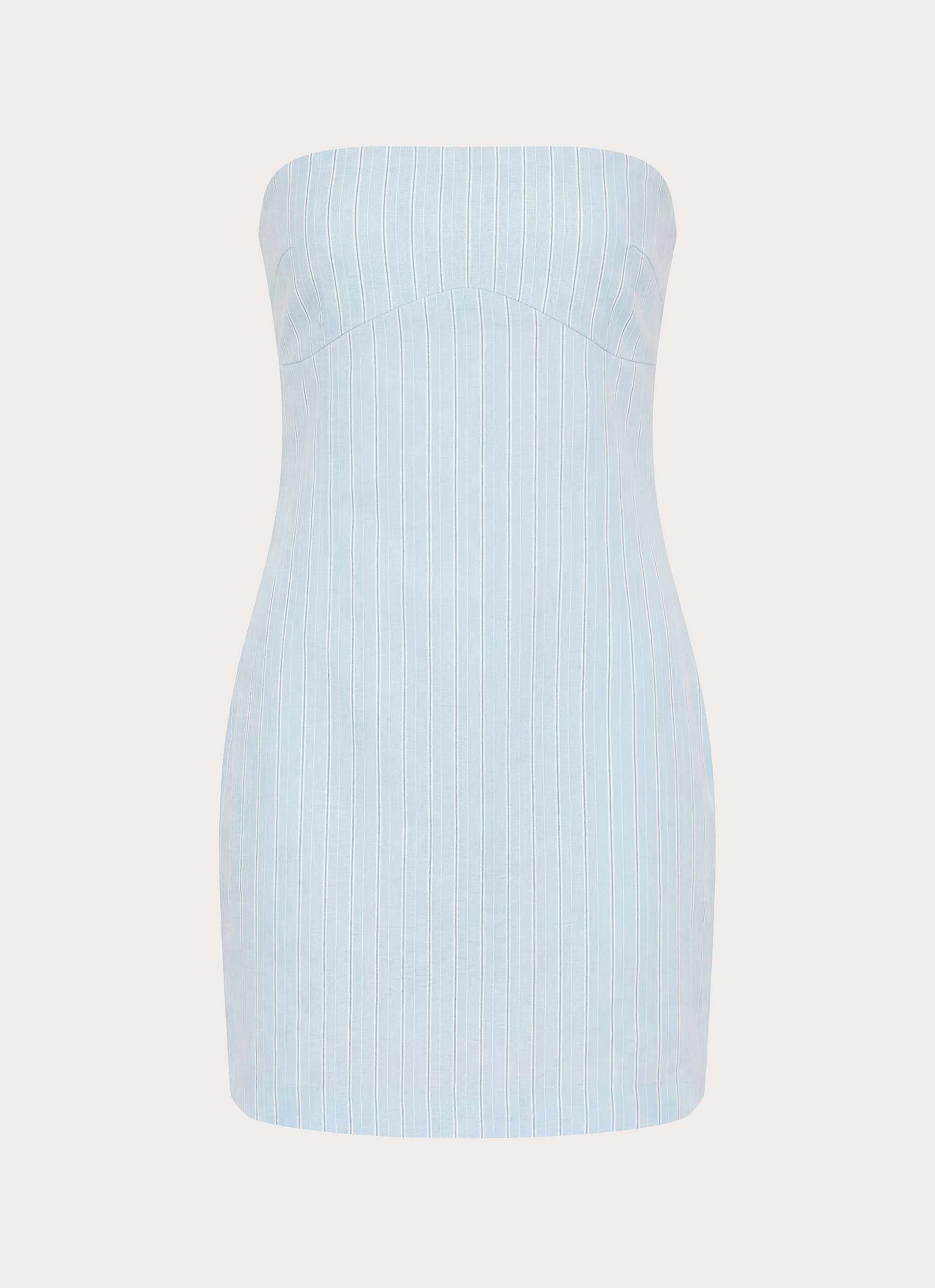 Reinna Cotton Strapless Mini Dress - Baby Blue Stripe