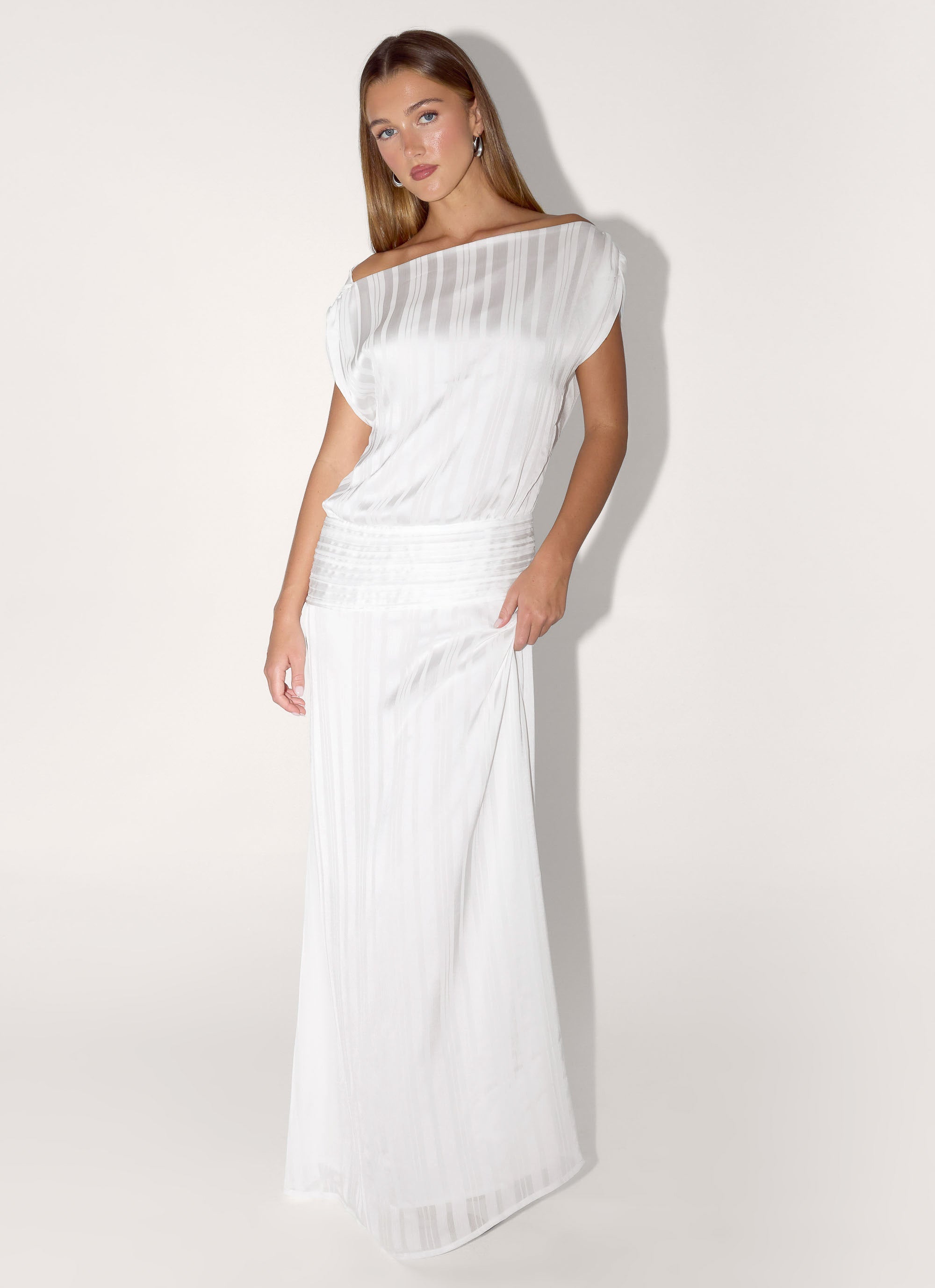 Rexi One Shoulder Maxi Dress - White