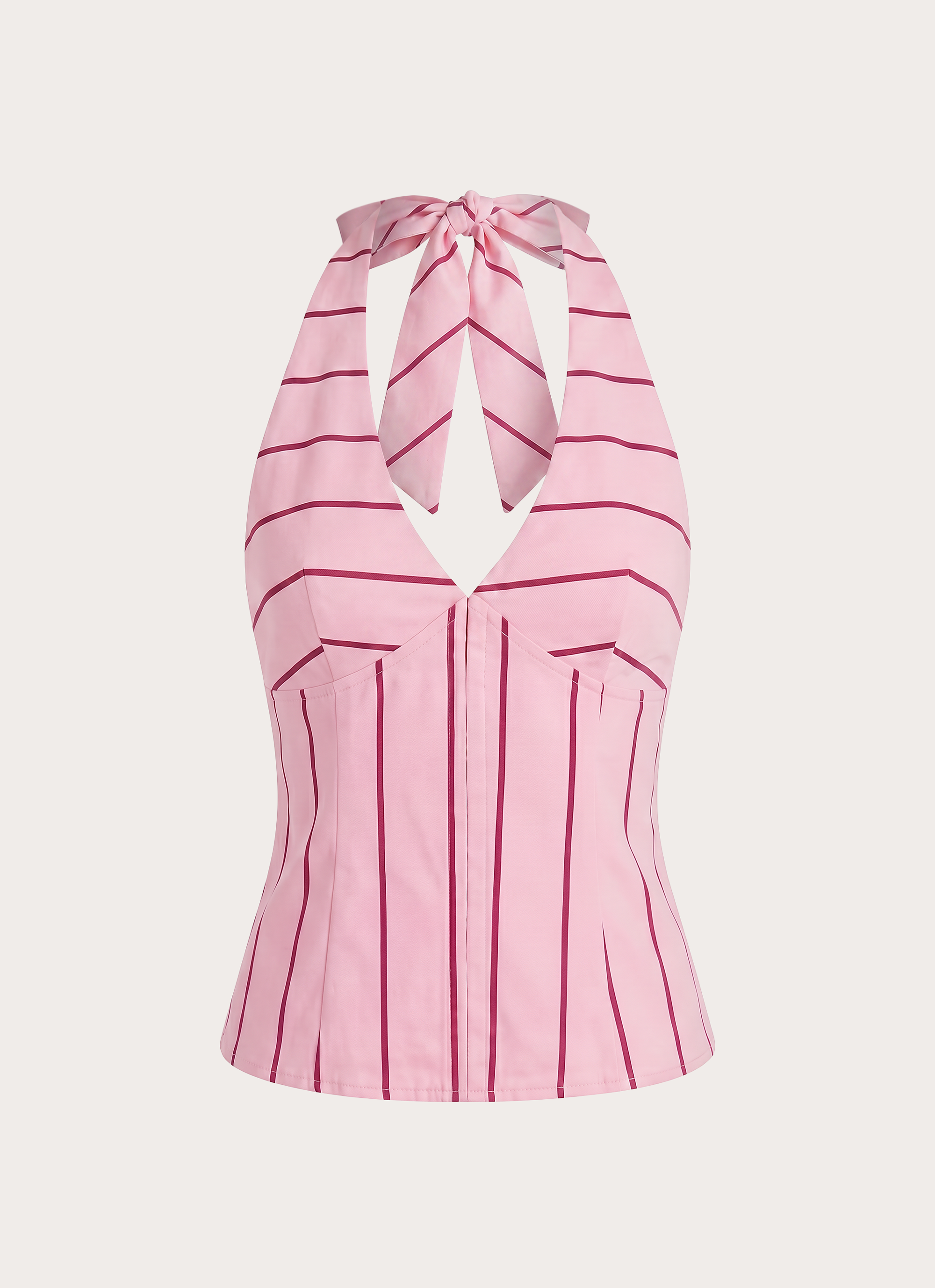 Rhydan Halter Top - Strawberry Stripe